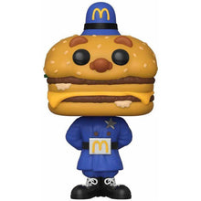 Funko Pop! vinyl figure of a burger with a police hat and uniform Officer Maacon a white background