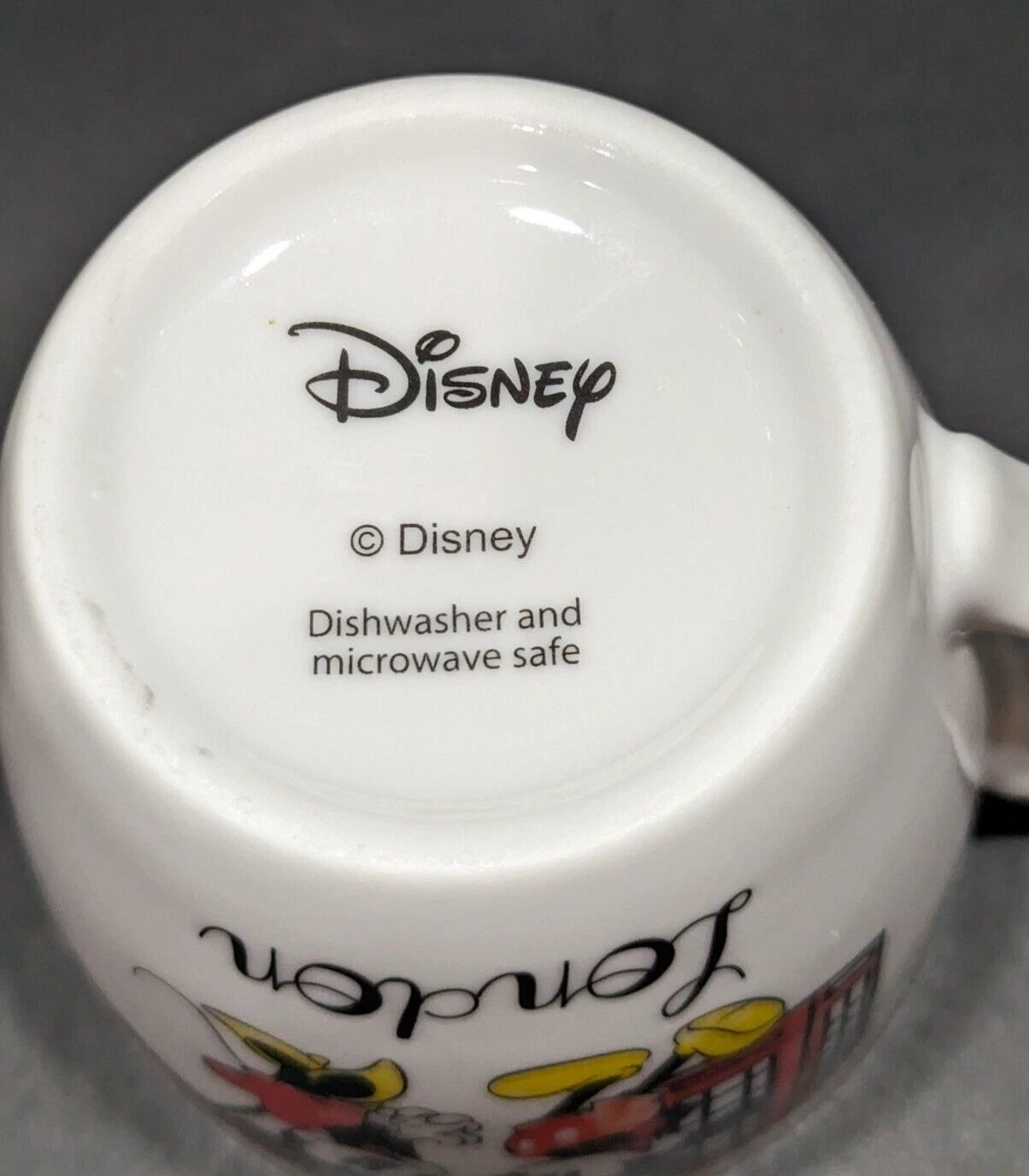 Official Disney large white mug featuring Minnie & Mickey with London design. Perfect gift idea for Disney fans. Shop now at New, Used and More!