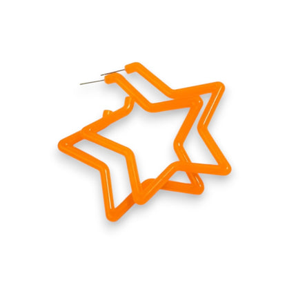 Amnesia Jewellery | Orange Neon Star Hoop Fashion Earrings