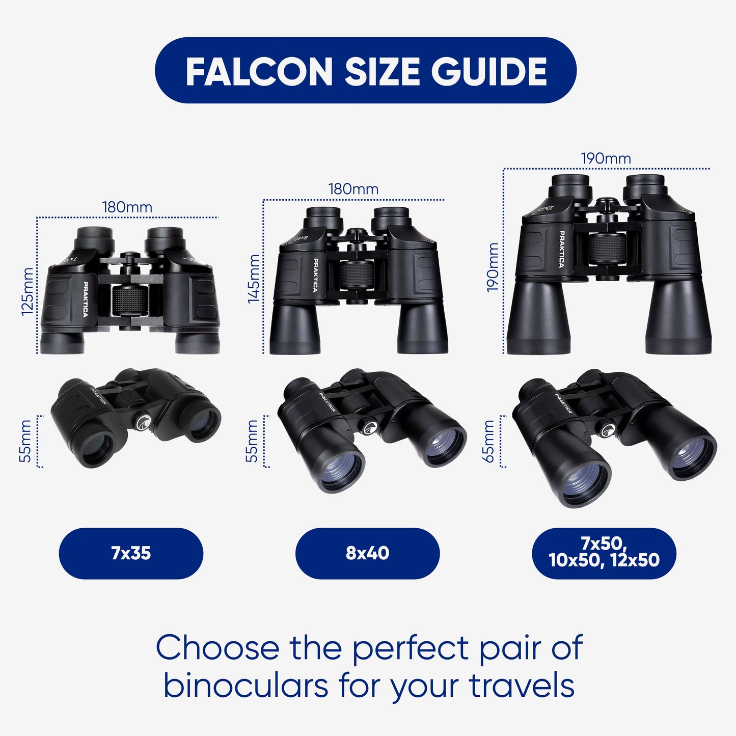 PRAKTICA Falcon 10x50mm Porro Prism Field Binoculars - Sand
