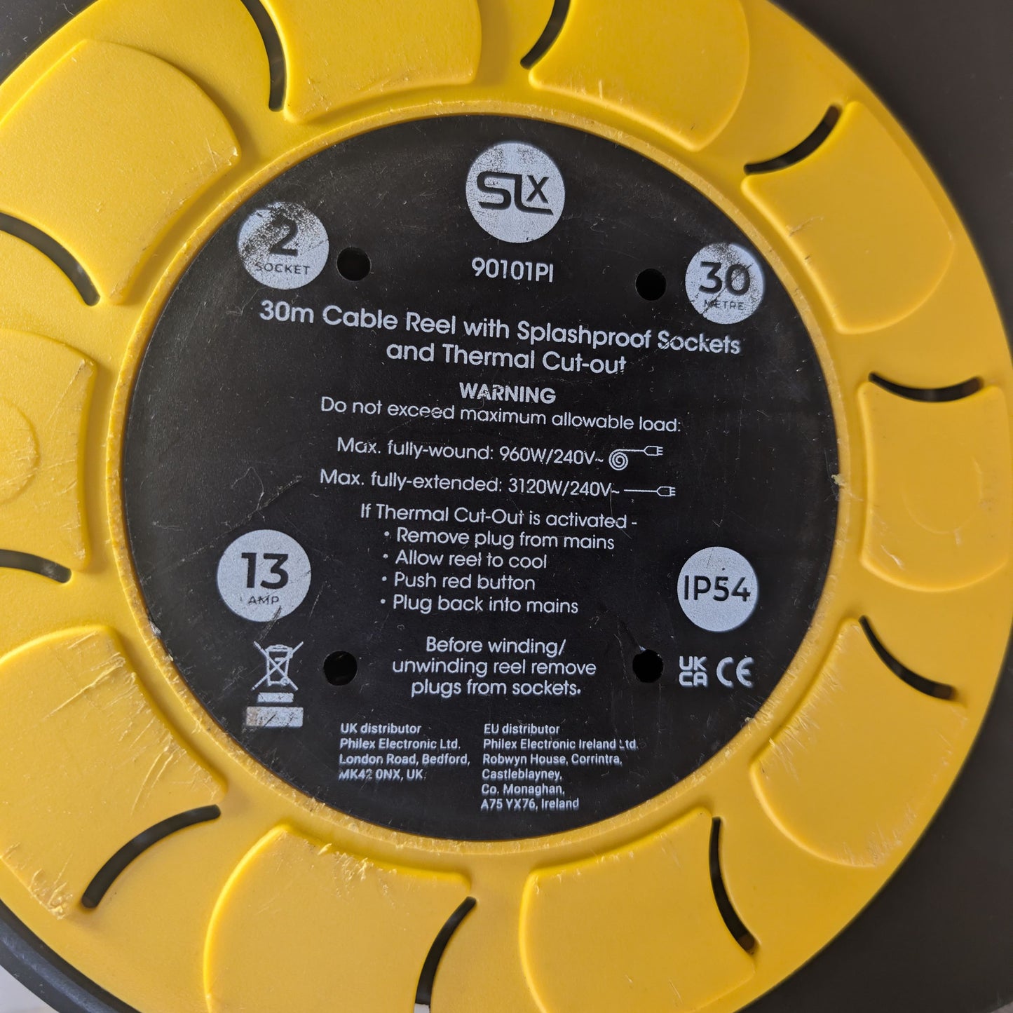 SLx Outdoor Heavy Duty Extension Lead - Waterproof - 30m - 2 Socket Extension Reel