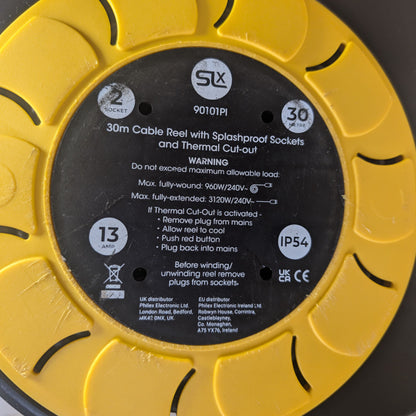 SLx Outdoor Heavy Duty Extension Lead - Waterproof - 30m - 2 Socket Extension Reel