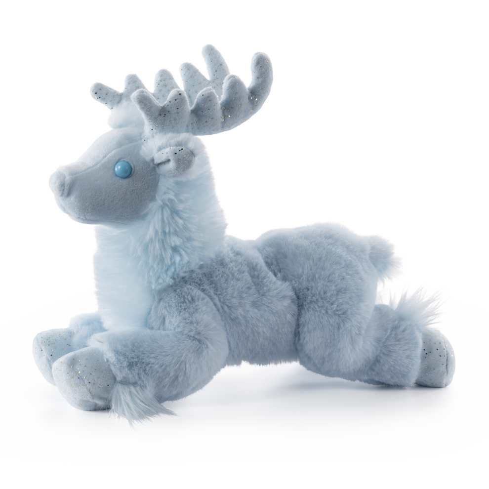 Plush moose toy on a white background