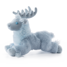 Plush moose toy on a white background