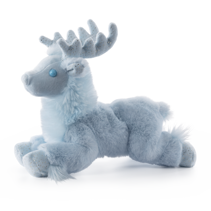 Plush moose toy on a white background