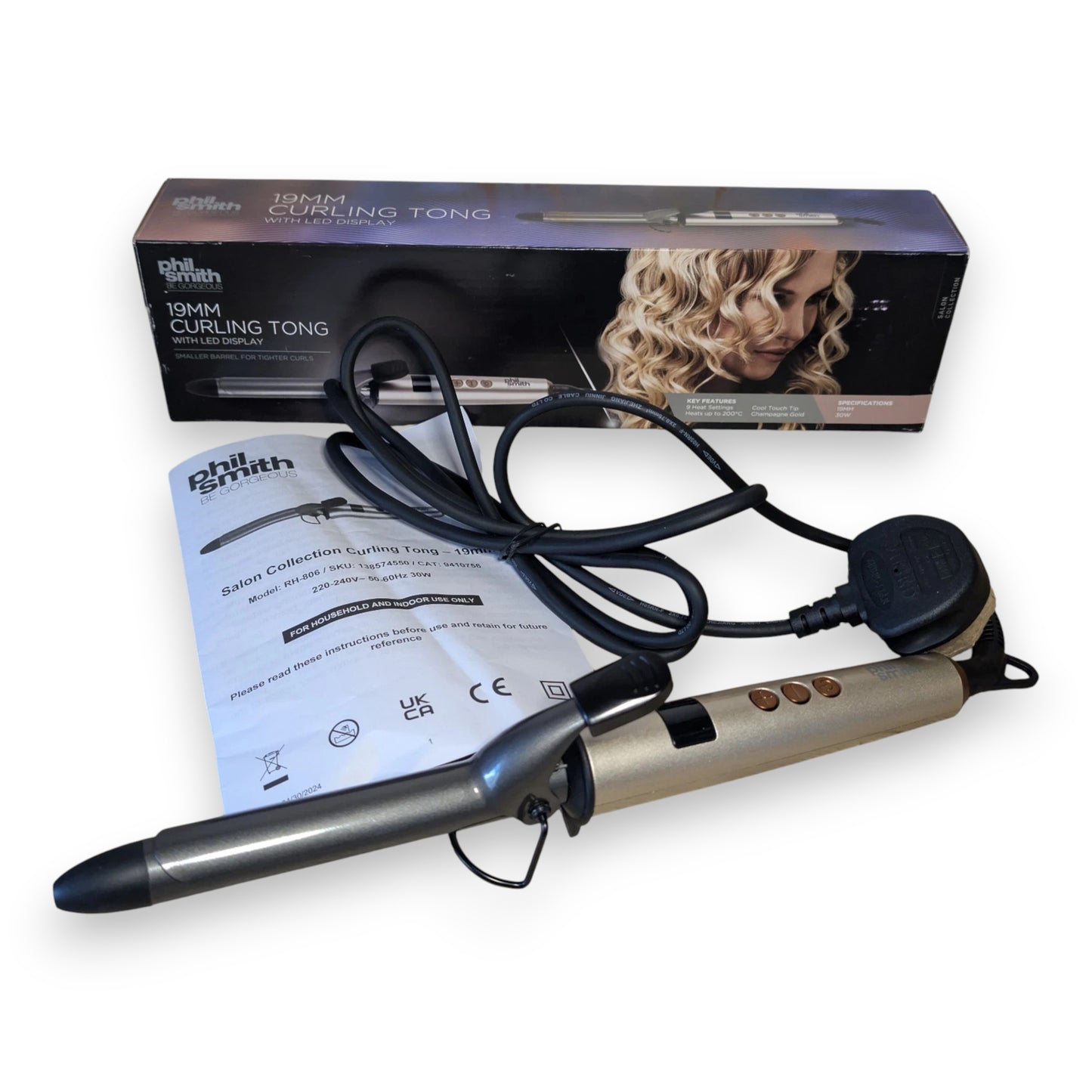 Phil Smith Salon Collection 19mm Glamgold Curling Tong