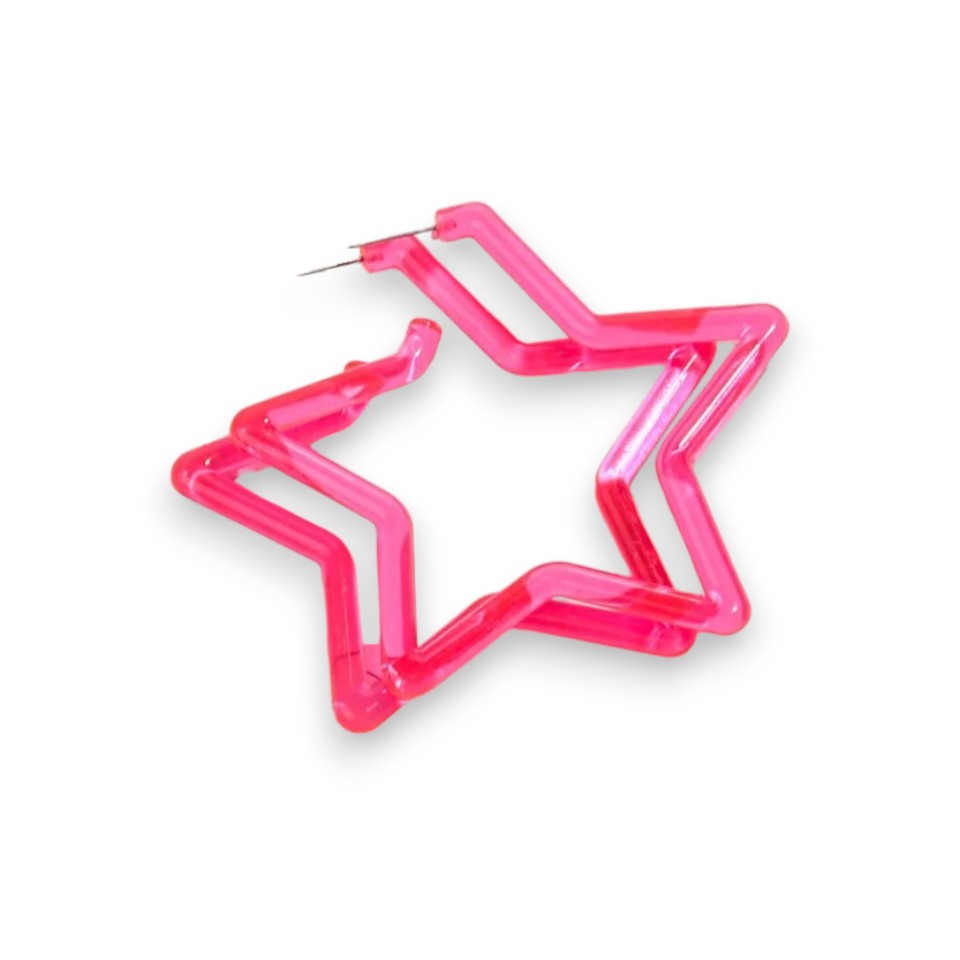 Amnesia Jewellery | Pink Neon Star Hoop Fashion Earrings