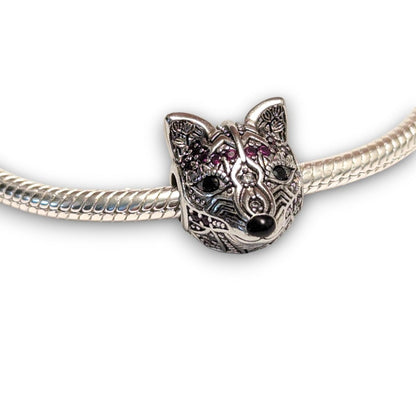 Pink Cubic Zirconia Fox Charm