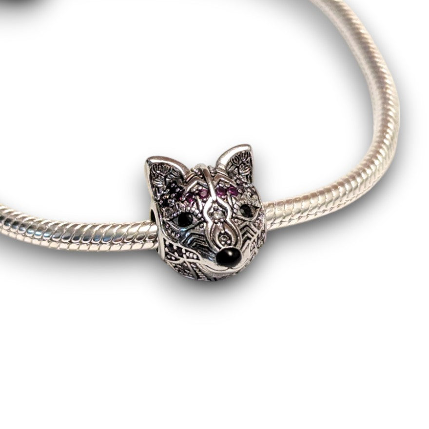 Pink Cubic Zirconia Fox Charm