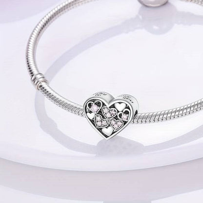 Pink Jewelled Love Heart Charm