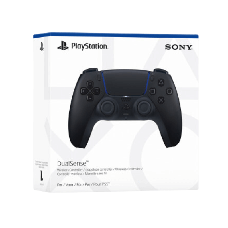 PlayStation DualSense controller packaging with Sony branding on a white background