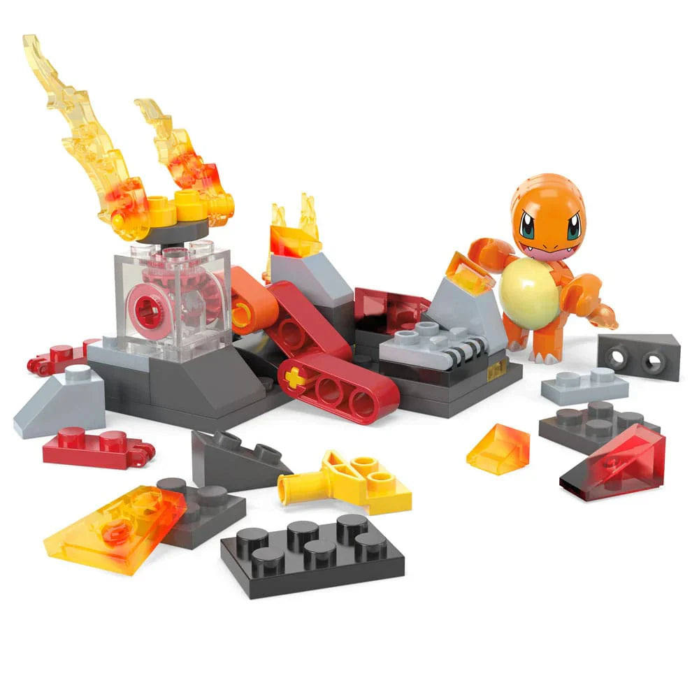 Charmander set with various building blocks on a white background