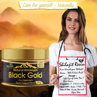 Black Gold Pure Himalayan Shilajit Resin, Natural Source of Fulvic Acid - 25 grm
