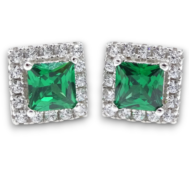 Princess Cut Emerald Earrings