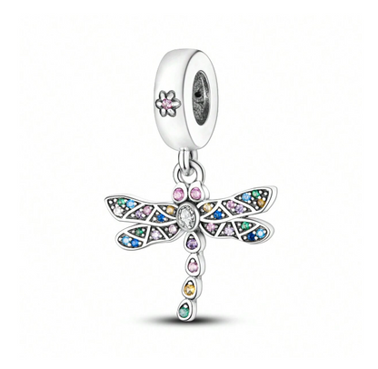 Rainbow Cubic Zirconia Dragonfly Charm