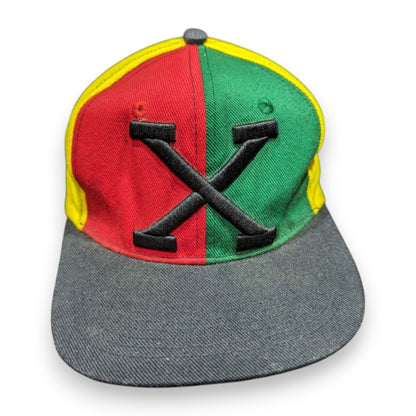 Vintage 90s Malcolm X snapback cap with raised X logo. Cotton, adjustable & VGC. Rare collectible streetwear. Shop now at New, Used and More!