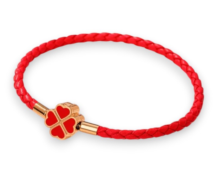 Red Clover Leaf Charm Bracelet