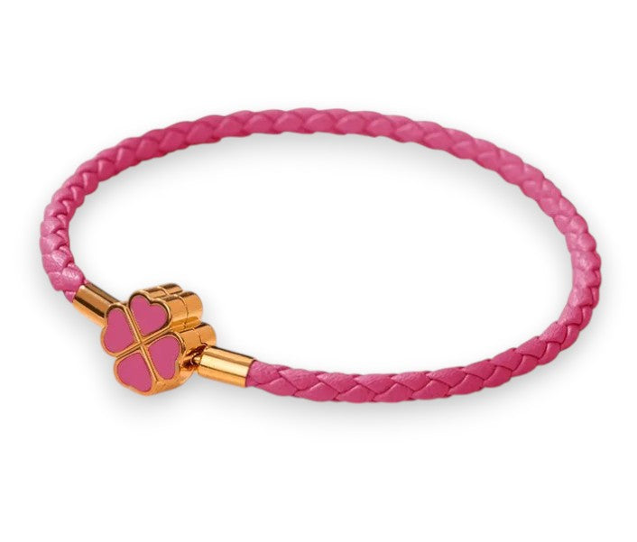 Rose Pink Clover Leaf Charm Bracelet