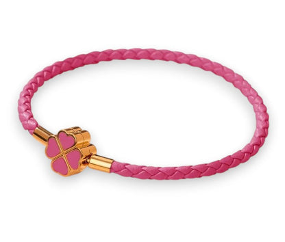 Rose Pink Clover Leaf Charm Bracelet