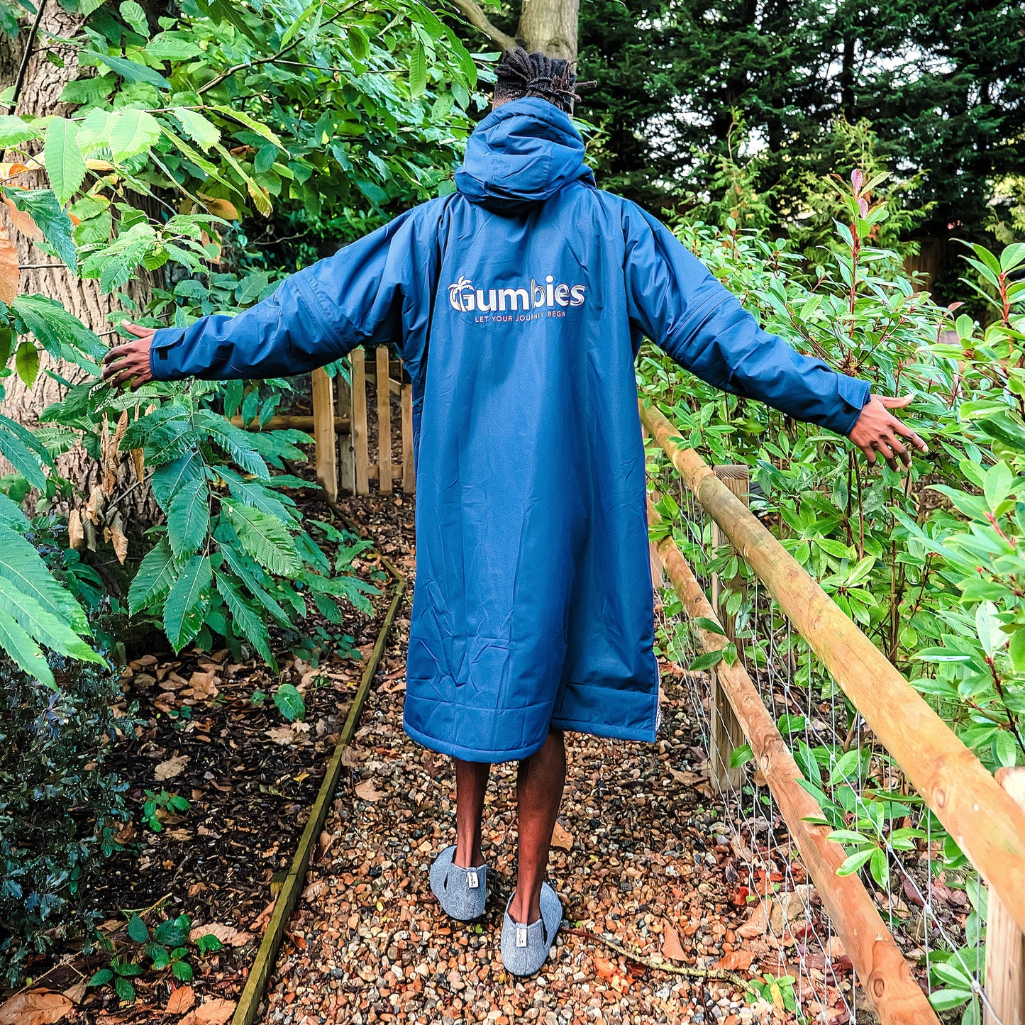 Gumbies Sports-Cape Coat - Navy & Grey