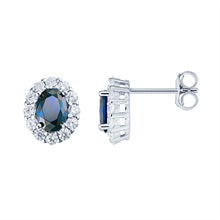 Oval Halo Sapphire Earrings