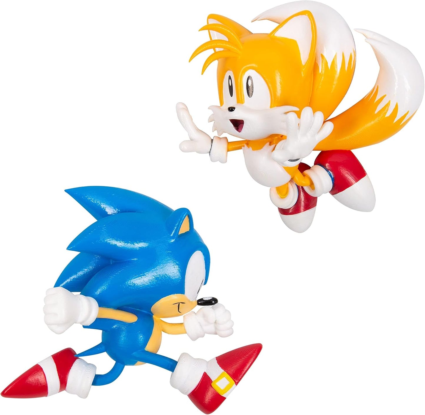 Two cartoon characters, one blue and one with orange hair, on a white background