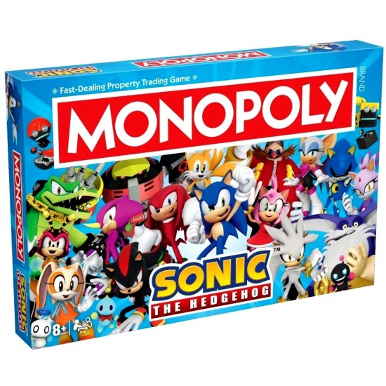 Monopoly Sonic the Hedgehog board game box with characters on a blue background