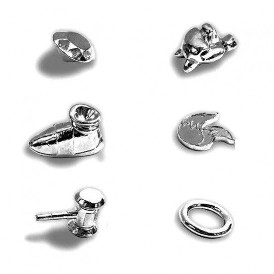 Set of silver jewelry pieces on a white background