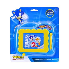 Sonic the Hedgehog magnetic drawing board packaging with Sonic character on a blue background