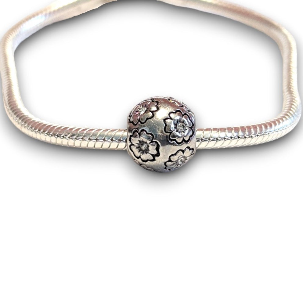 Cubic Zirconia Flower Bead Charm