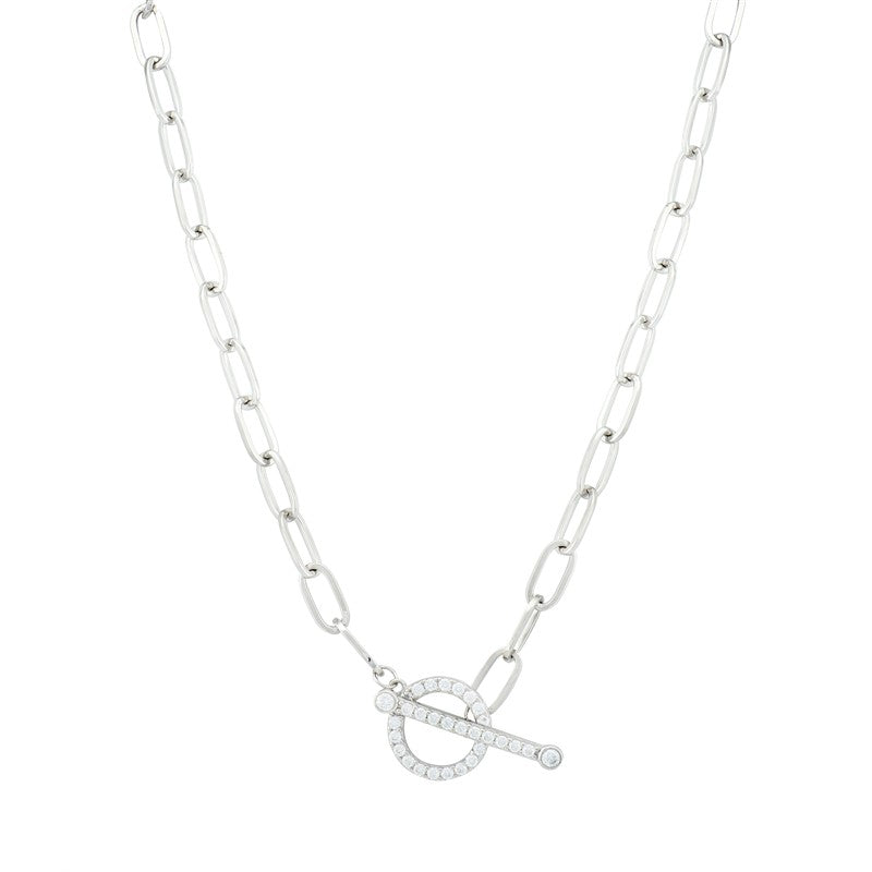 T-Bar Paperclip Chain with Cubic Zirconia