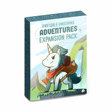Unstable Unicorns Adventures Expansion Pack box with a unicorn illustration on a white background