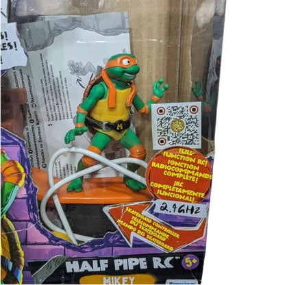 Pre-owned TMNT Mutant Mayhem Half Pipe RC Mikey in very good condition. Includes RC figure, controller & charger. Box damaged. Shop at New, Used and More!
