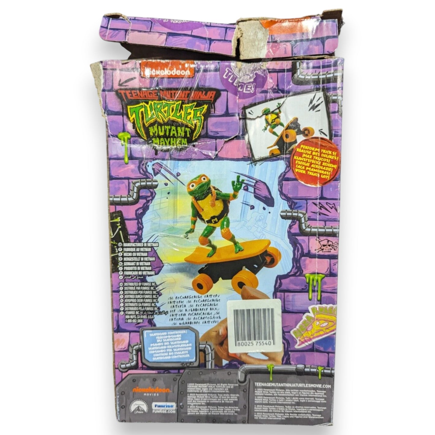 Pre-owned TMNT Mutant Mayhem Half Pipe RC Mikey in very good condition. Includes RC figure, controller & charger. Box damaged. Shop at New, Used and More!