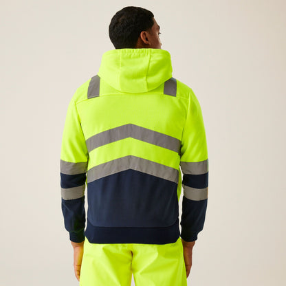 Regatta Pro M Hi-Vis Zip Hoodie Yellow/Navy - TRF625 - MENS UK XL