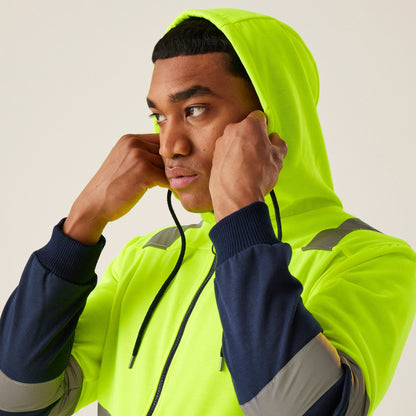 Regatta Pro M Hi-Vis Zip Hoodie Yellow/Navy - TRF625 - MENS UK XL