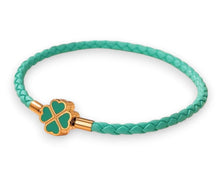 Teal Clover Leaf Charm Bracelet