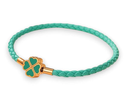 Teal Clover Leaf Charm Bracelet