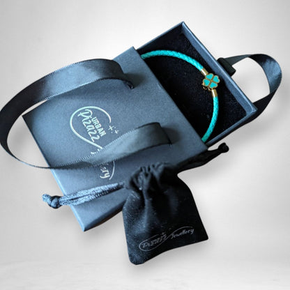 Teal Clover Leaf Charm Bracelet