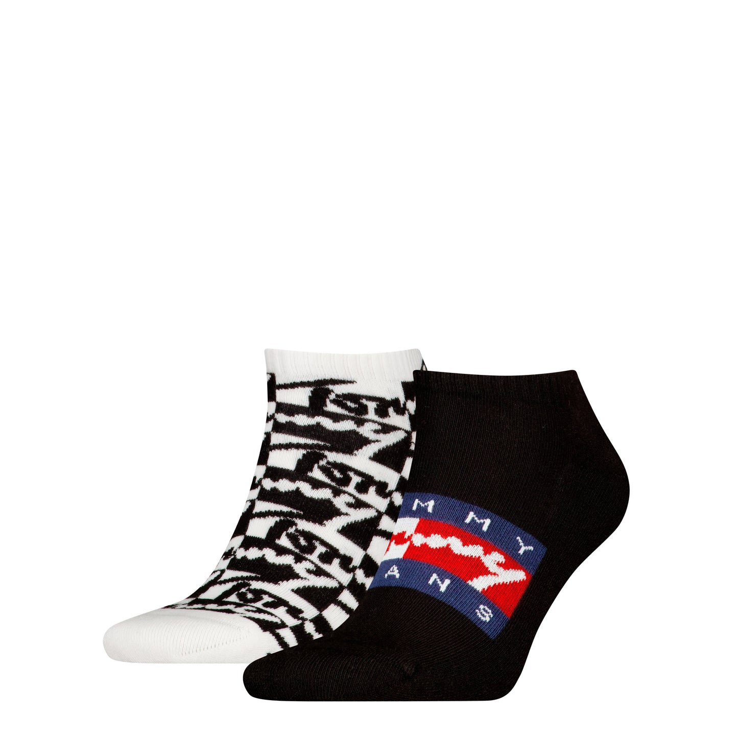 Tommy Hilfiger 2 Pack Trainer Graffiti Mens Ankle Socks Black