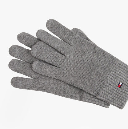 Tommy Hilfiger Mens Flag Embroidery Gloves With Cashmere Grey