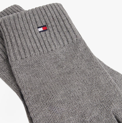 Tommy Hilfiger Mens Flag Embroidery Gloves With Cashmere Grey