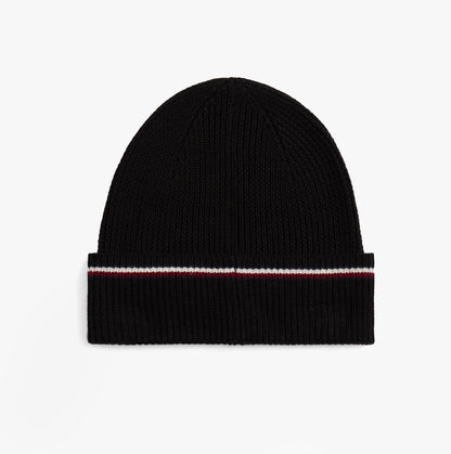 Tommy Hilfiger Signature Tape Mens Wool Beanie Black