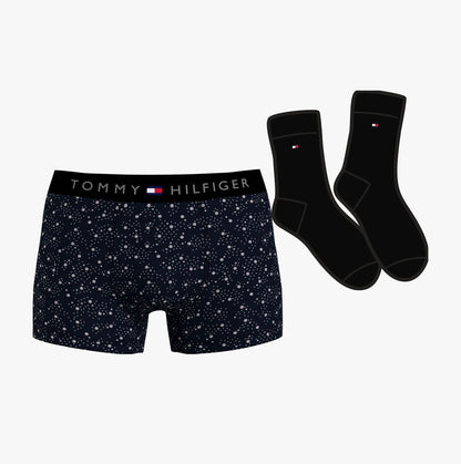 Tommy Hilfiger TRUNK PRINT & SOCK SET GOLD Mens Gift Sets Constellation Dots/Black