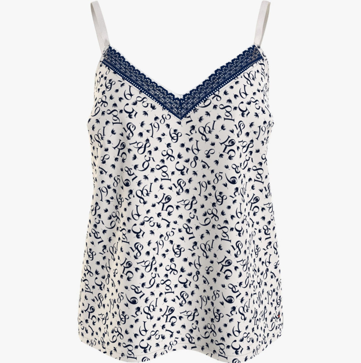 Tommy Hilfiger WOVEN CAMI PRINT Womens Top Feather Print Ecru