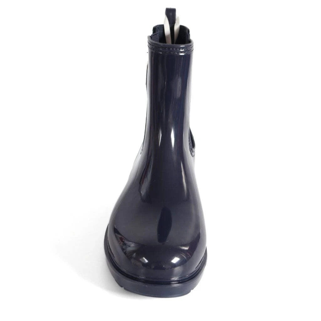 Tommy Hilfiger Women’s Flag Belt Rainboots in Space Blue. Waterproof, stylish & durable for any weather. Shop now at New, Used and More!