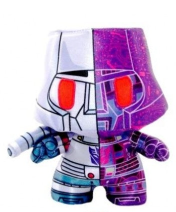 Toy figure with white and purple design on a white background