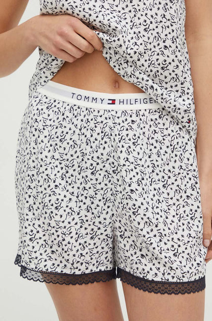 Tommy Hilfiger WOVEN SHORT PRINT Womens Shorts Feather Print Ecru