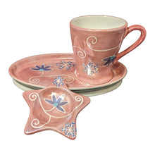 Rare Whittard of Chelsea 2004 Snowflake Pink Lustre mug, biscuit plate & tea tidy. Small chip on mug base, does not affect use. Shop at New, Used and More!