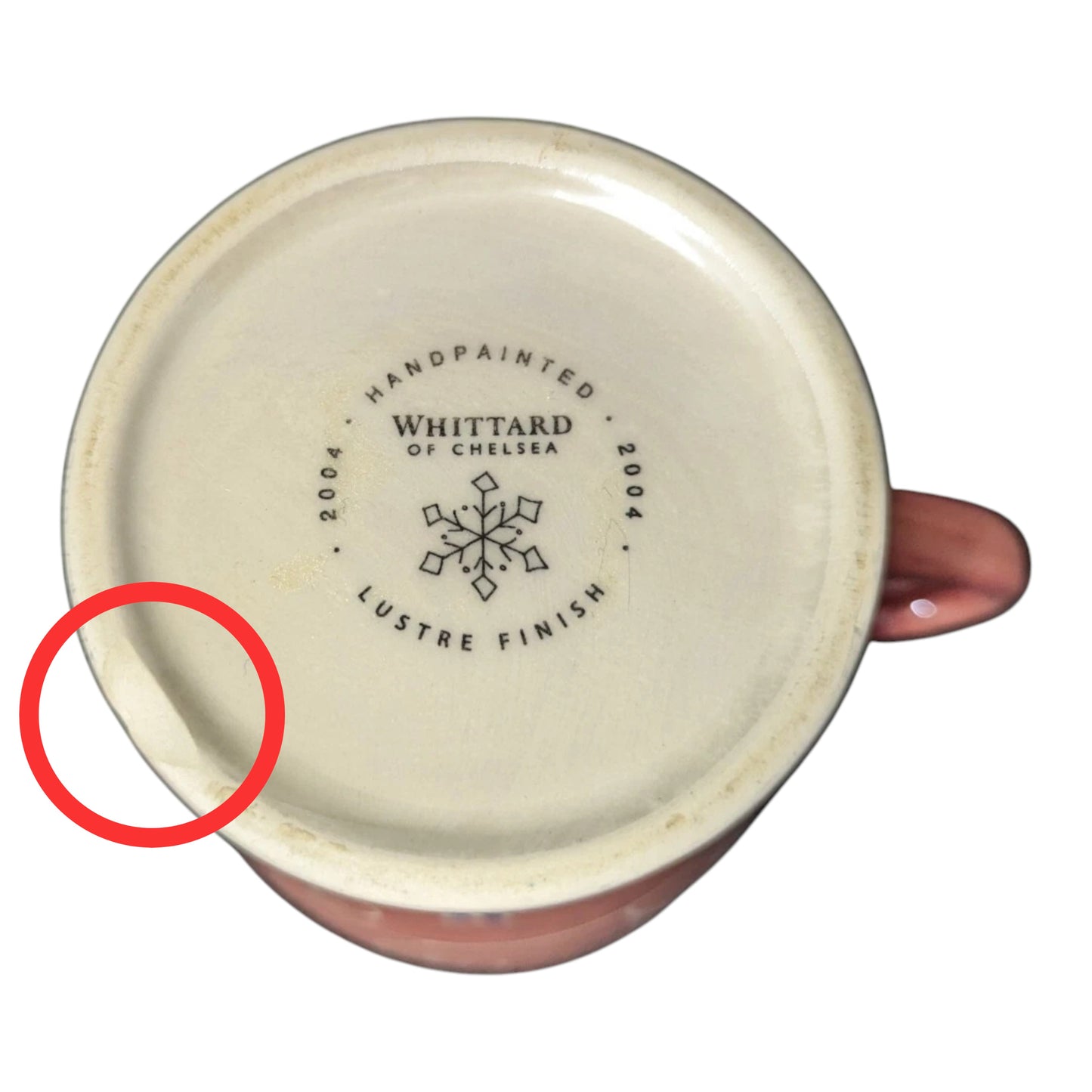 Rare Whittard of Chelsea 2004 Snowflake Pink Lustre mug, biscuit plate & tea tidy. Small chip on mug base, does not affect use. Shop at New, Used and More!